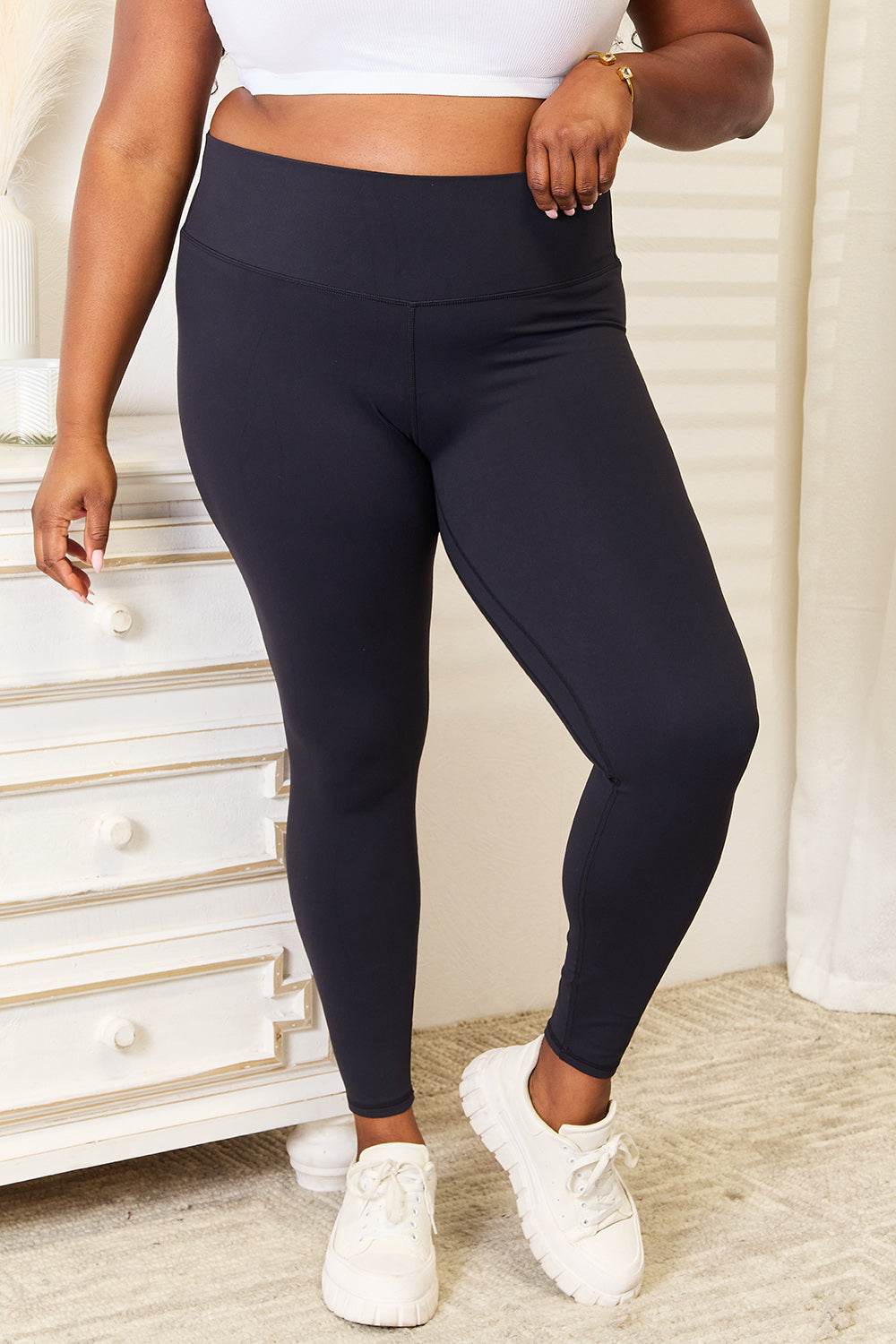 Double Take Wide Waistband Sports Leggings for Women - Selvanelle