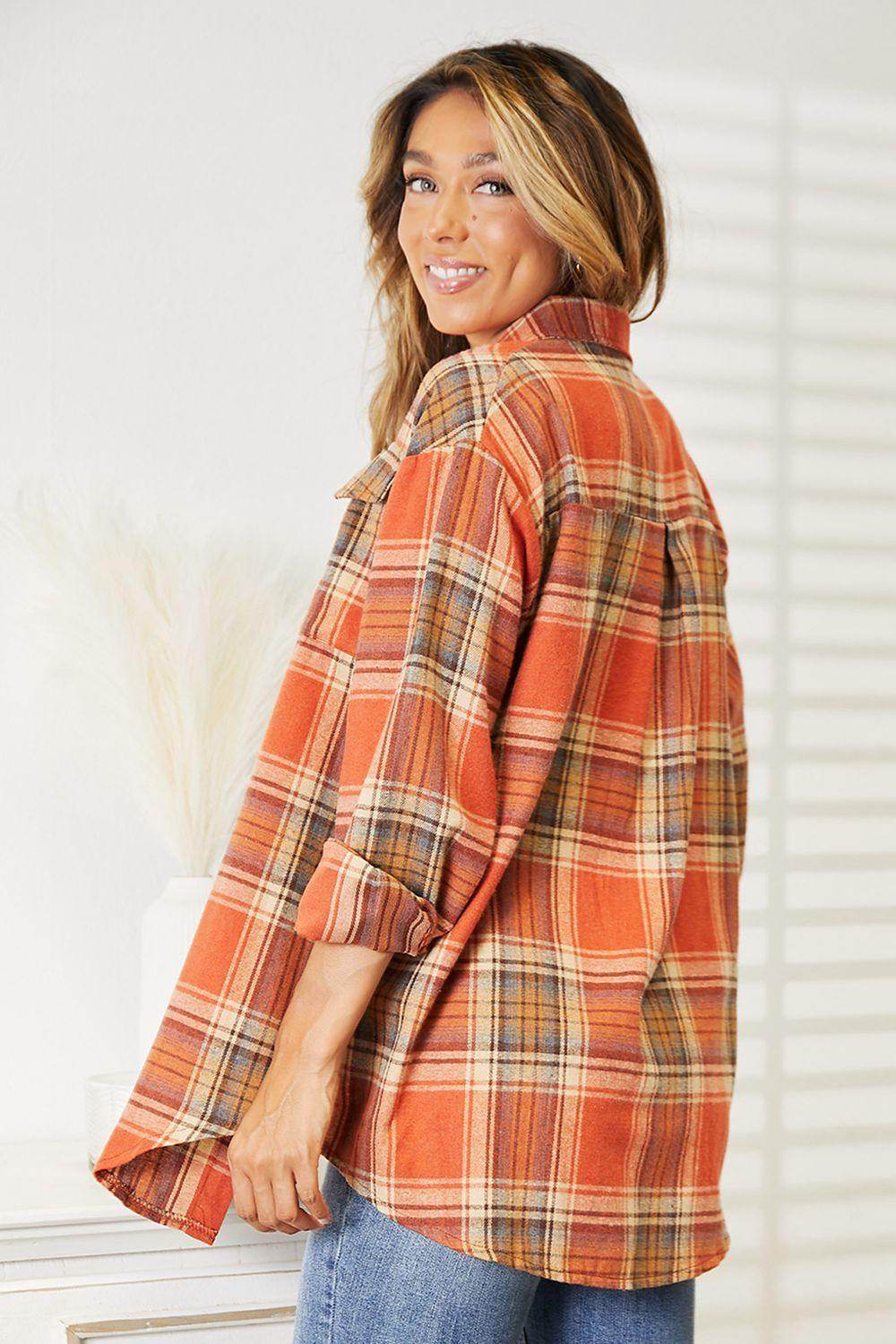 Mandy Plaid Dropped Shoulder Shirt for Casual Chic Style - Selvanelle