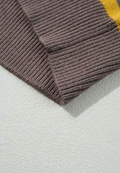 Flower Stripe Round Neck Long Sleeve Sweater for Women - Selvanelle