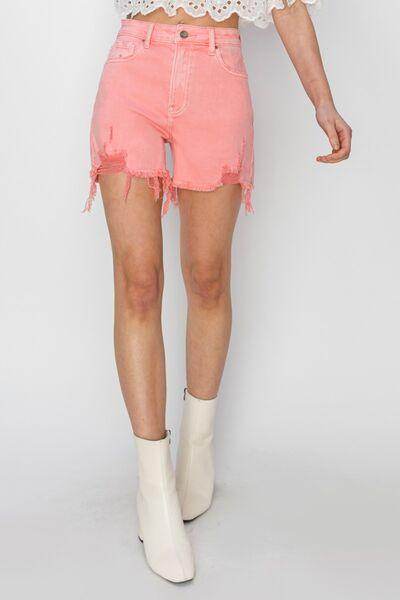RISEN High Rise Distressed Denim Shorts for Trendy Style - Selvanelle