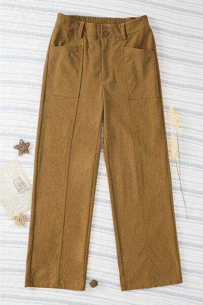 Half Elastic Waist Straight Pants for Comfortable Fit - Selvanelle