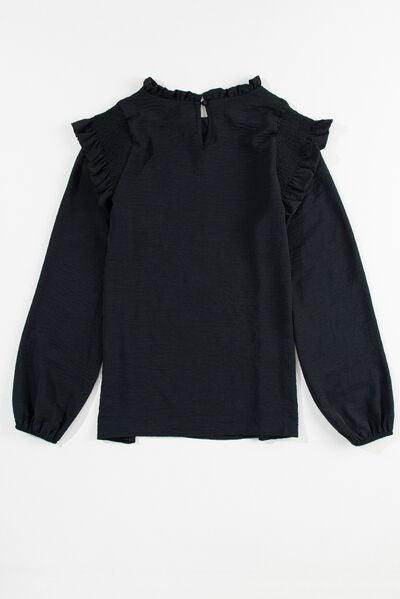 Frill Mock Neck Ruffled Balloon Sleeve Blouse for Women - Selvanelle