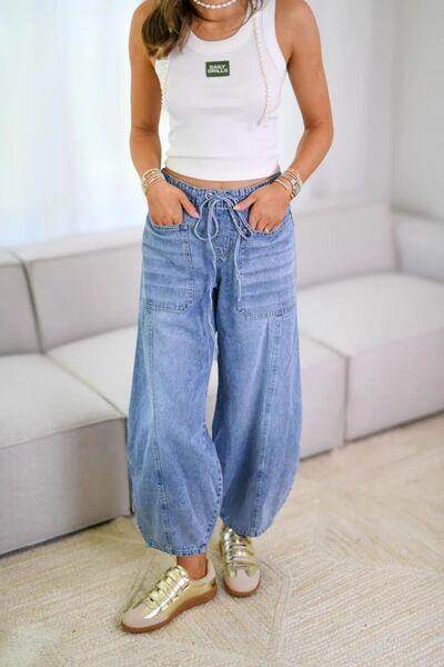 Drawstring Jeans with Pockets for Stylish Comfort - Selvanelle