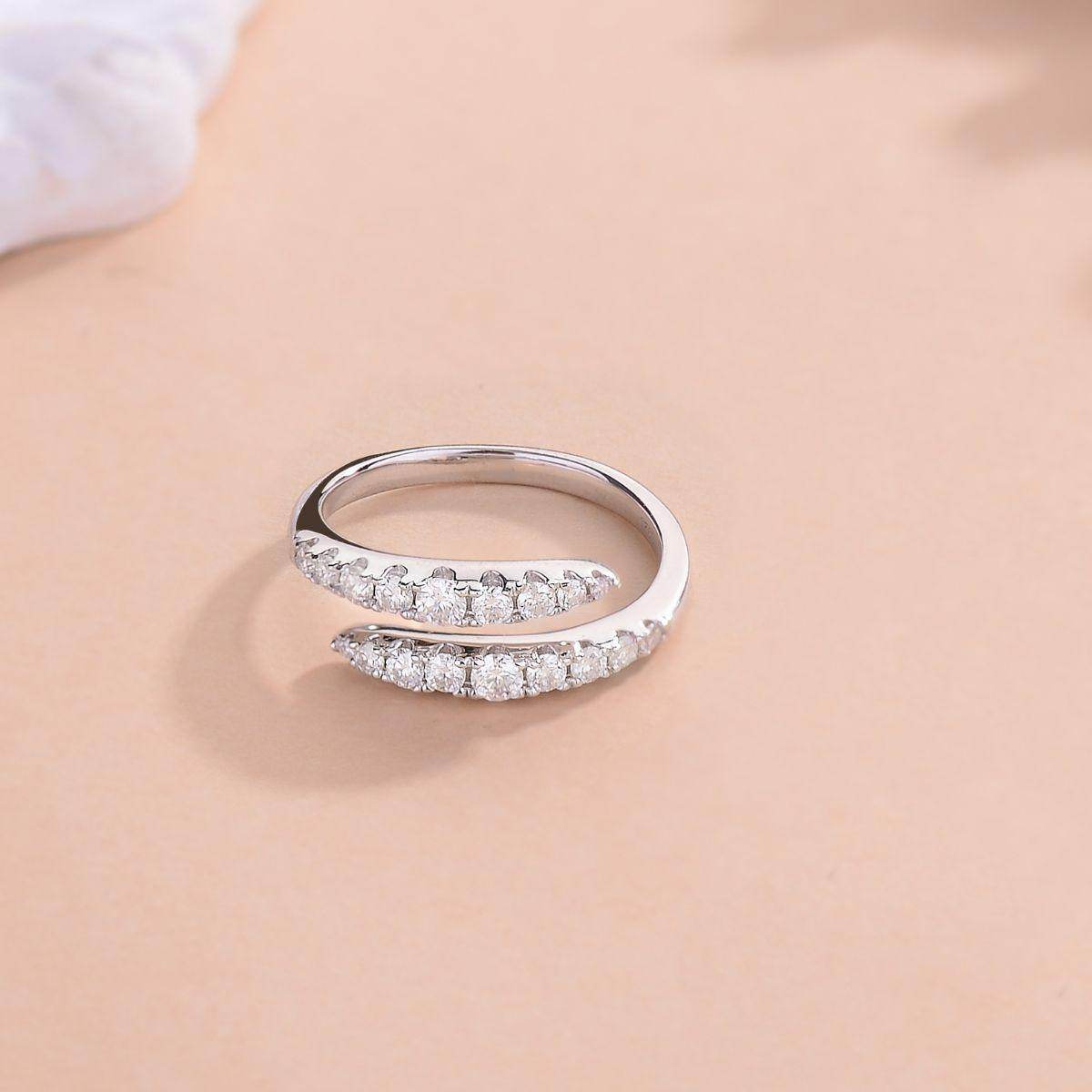 925 Sterling Silver Moissanite Bypass Ring for Women - Selvanelle