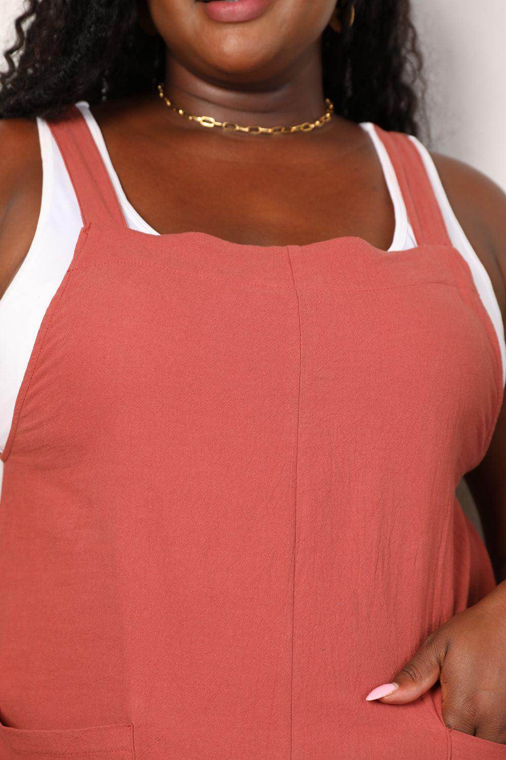 Perfee Wide Leg Overalls with Front Pockets for Women - Selvanelle