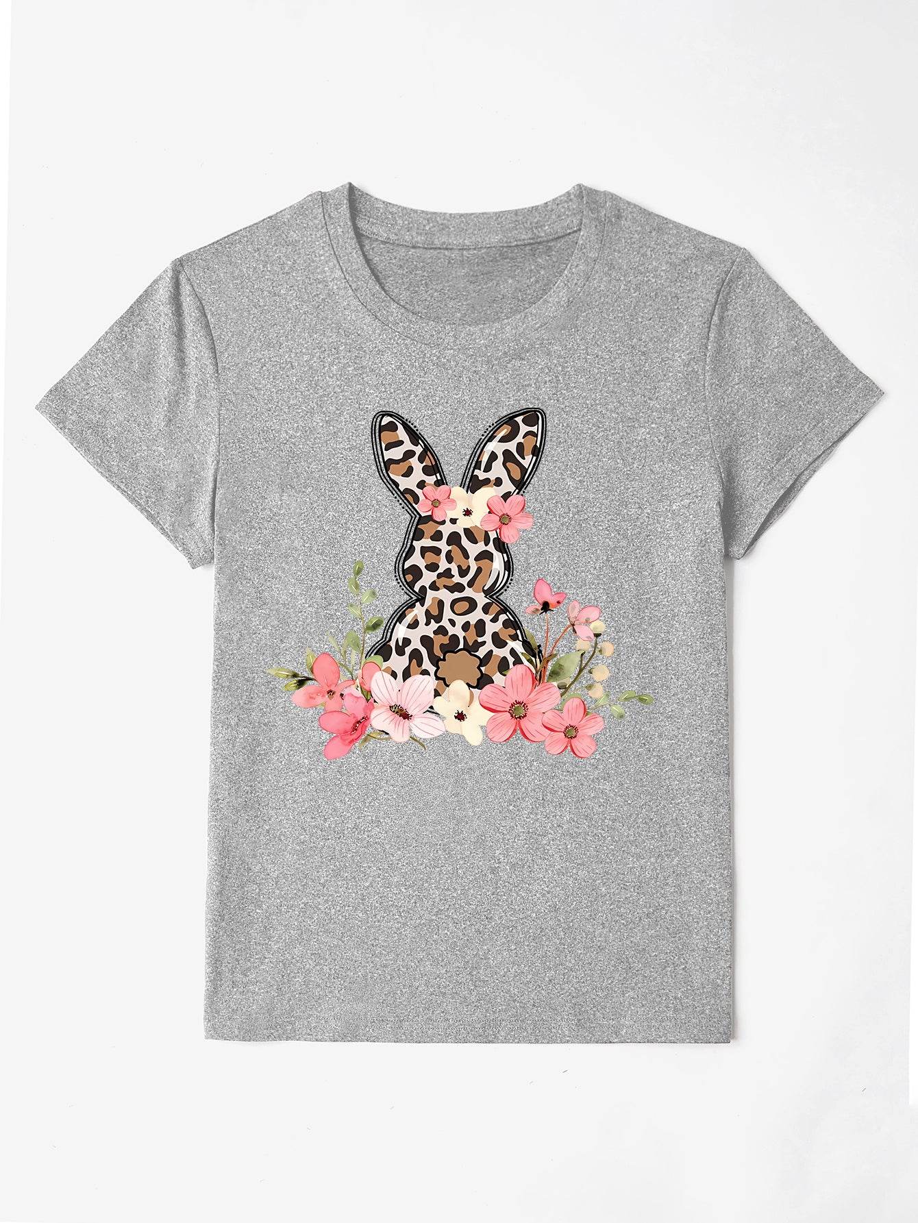 Rabbit Round Neck Short Sleeve T-Shirt - Selvanelle