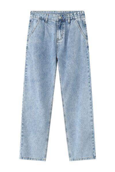 Mid Rise Baggy Jeans with Pockets for Comfortable Style - Selvanelle