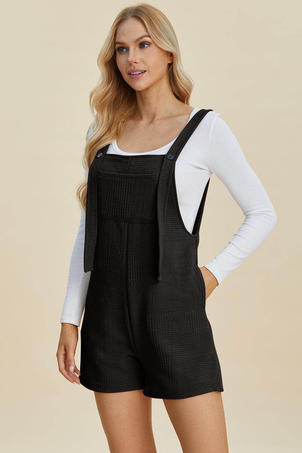 Double Take Full Size Texture Sleeveless Romper for Women - Selvanelle