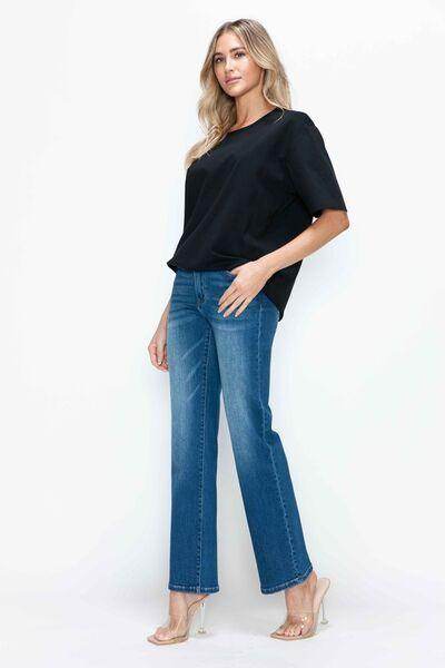 bytos Full Size Cat's Whiskers High Rise Straight Jeans - Selvanelle
