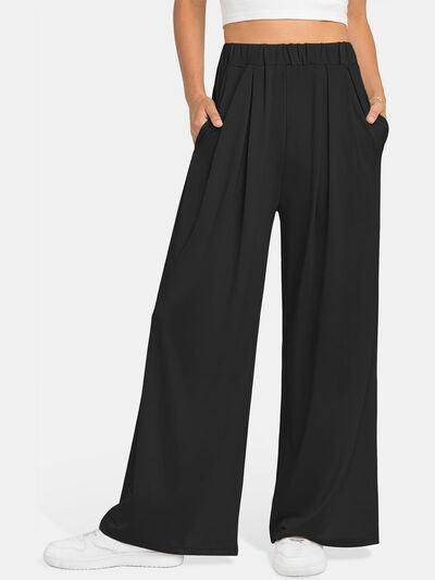 Elastic Waist Wide Leg Pants for Women in Various Sizes - Selvanelle