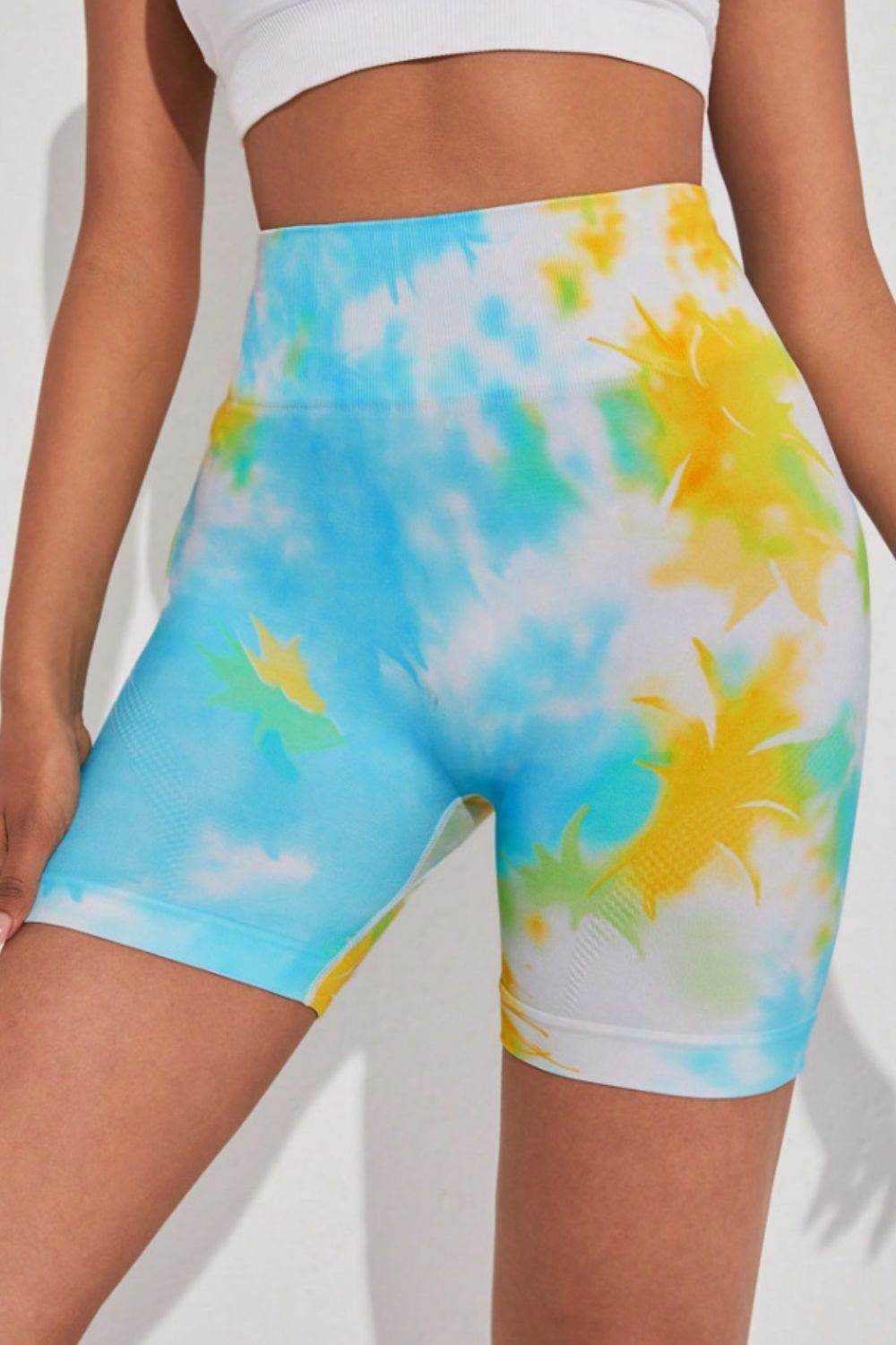 Tie-Dye Wide Waistband Sports Shorts - Selvanelle