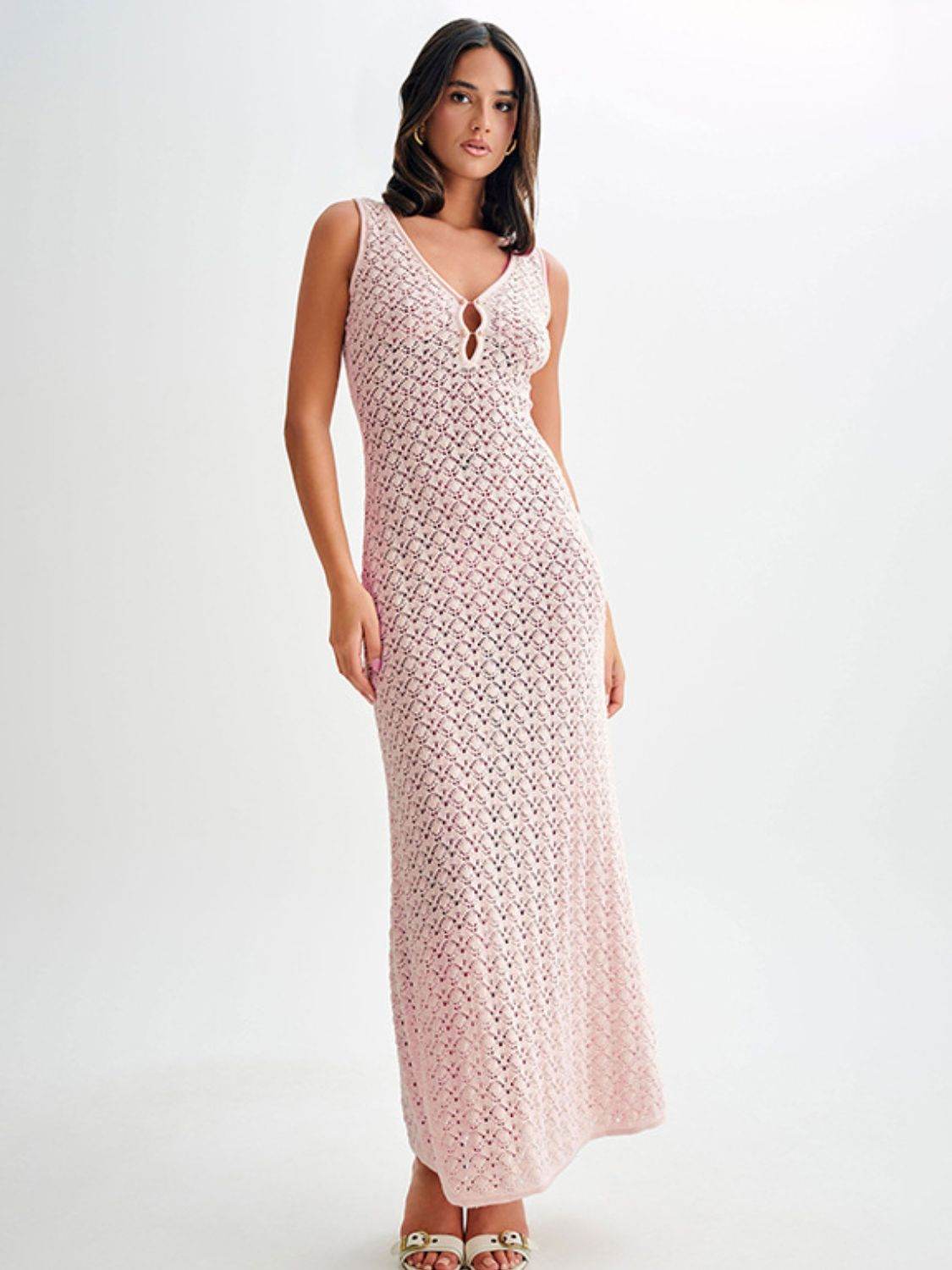 Openwork Sleeveless Maxi Dress - Selvanelle
