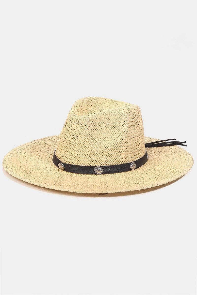 Fame Belt Strap Straw Hat for Stylish Summer Wear - Selvanelle