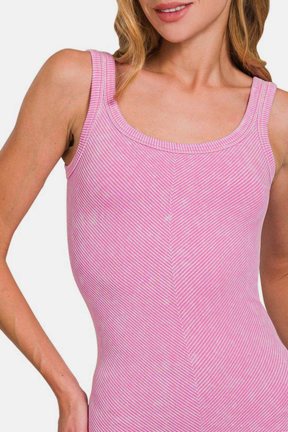 Zenana Ribbed Scoop Neck Tank for Effortless Style - Selvanelle