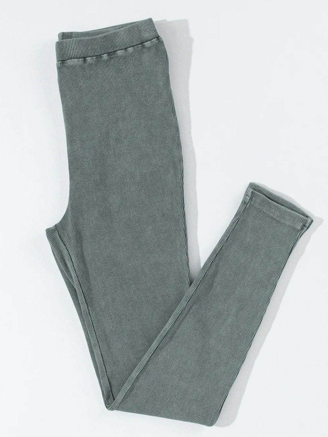 Ribbed Elastic Waist Leggings for Comfortable Everyday Wear - Selvanelle
