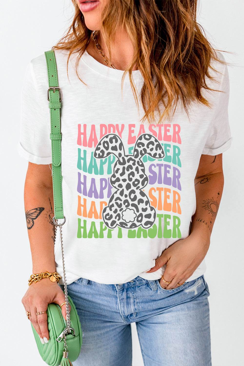 HAPPY EASTER Round Neck Short Sleeve T-Shirt - Selvanelle