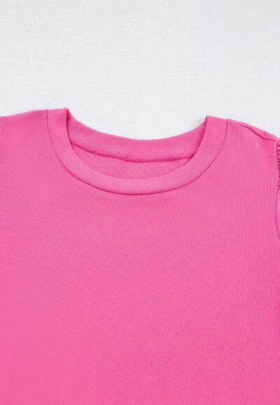 Pearl Detail Round Neck Puff Sleeve Blouse for Women - Selvanelle