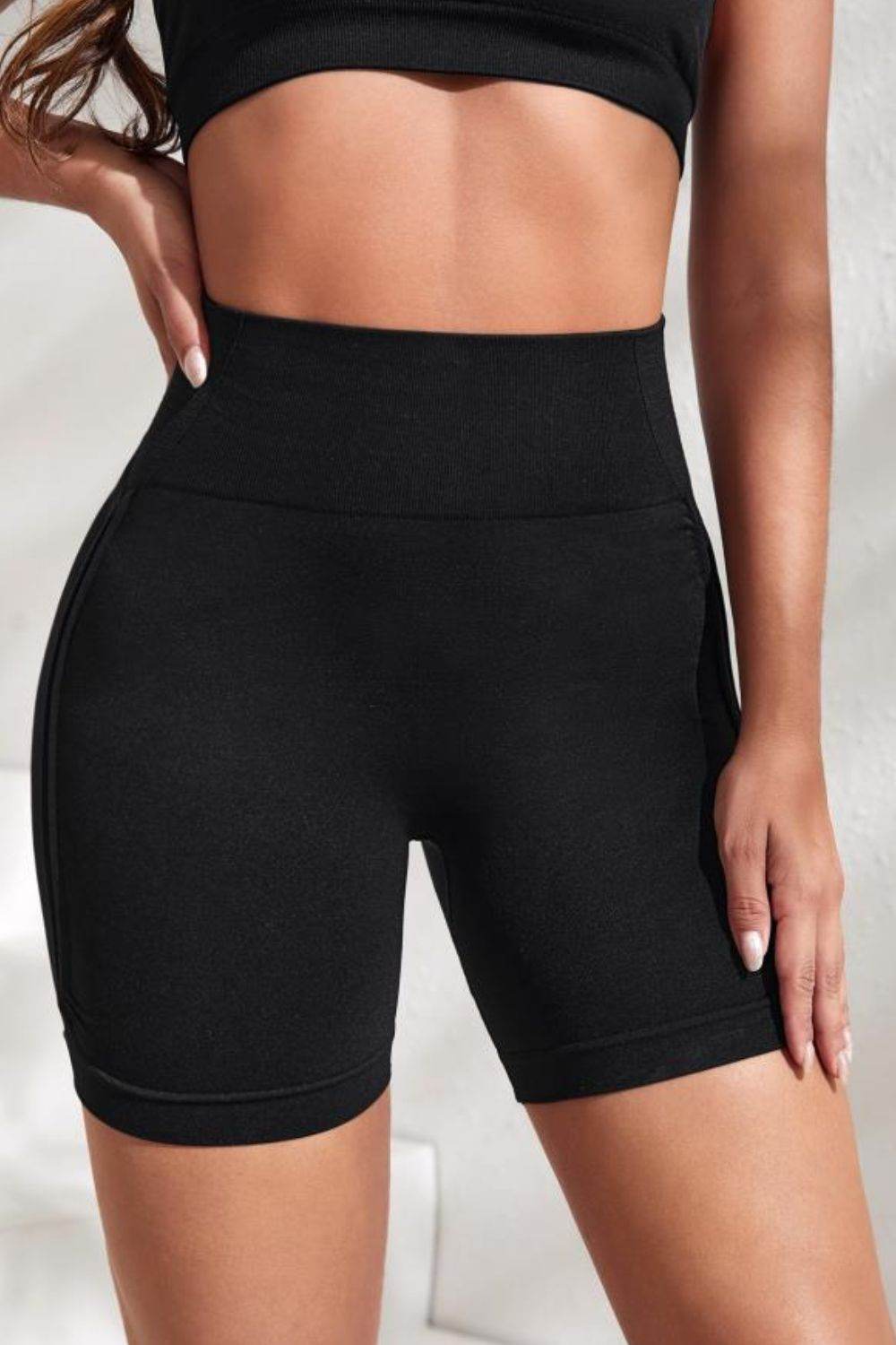 Slim Fit High Waistband Active Shorts - Selvanelle