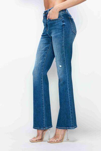 Bytos Full Size High Rise Bootcut Jeans With Pockets - Selvanelle