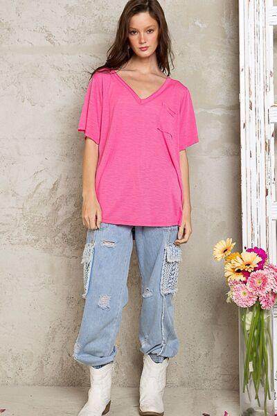 POL V-Neck Short Sleeve T-Shirt for Casual Everyday Wear - Selvanelle