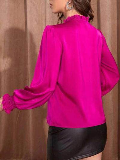 Frill Tied Lantern Sleeve Blouse for Stylish Women - Selvanelle