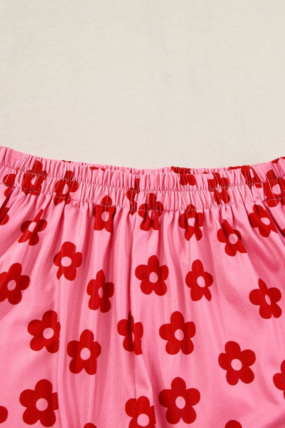 Floral Cropped Tee and Shorts Lounge Set - Selvanelle