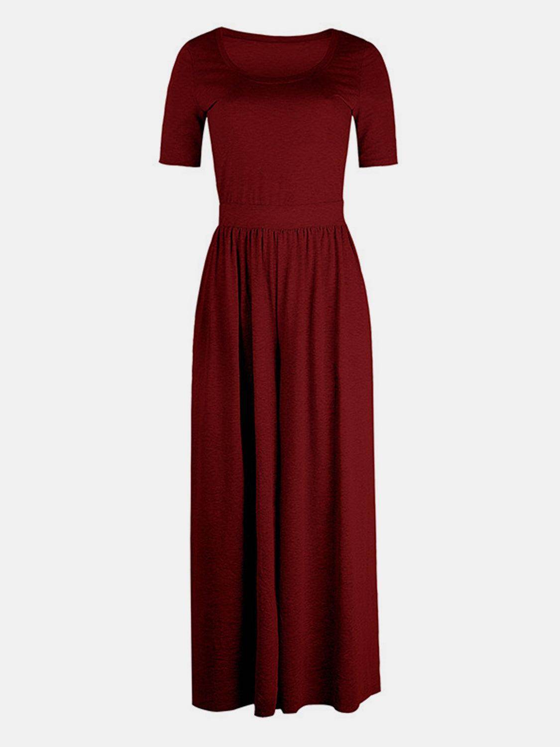 Scoop Neck Short Sleeve Jumpsuit for Casual Comfort - Selvanelle