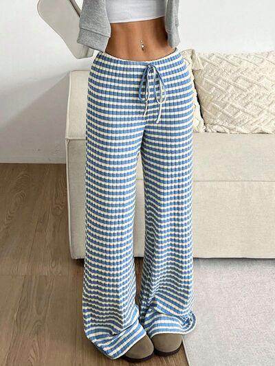 Tied Striped Wide Leg Pants for Stylish Comfort Wear - Selvanelle