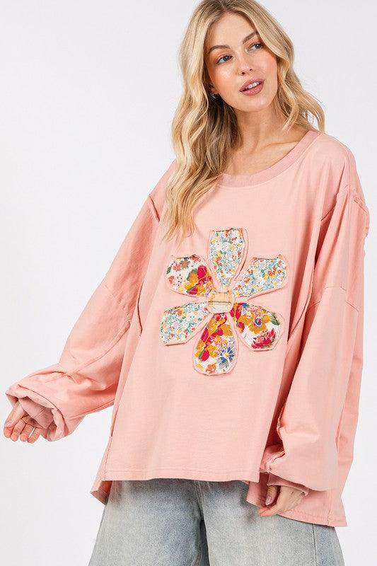 SAGE + FIG Flower Patch Dropped Shoulder Oversize Top - Selvanelle