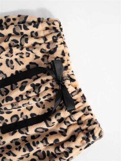 Leopard Wide Leg Plush Pants for Comfortable Stylish Wear - Selvanelle