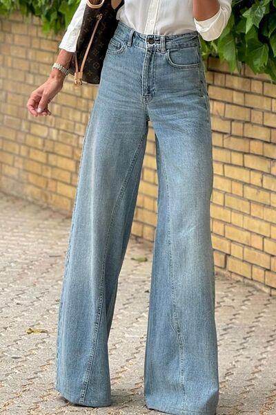 Wide Leg Jeans with Pockets for Stylish Comfort - Selvanelle