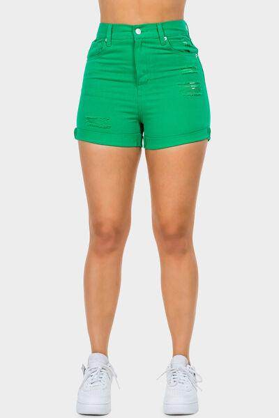 American Bazi High Waist Distressed Denim Shorts for Women - Selvanelle
