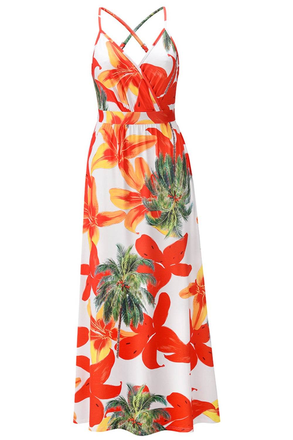 Crisscross Printed Surplice Cami Dress - Selvanelle