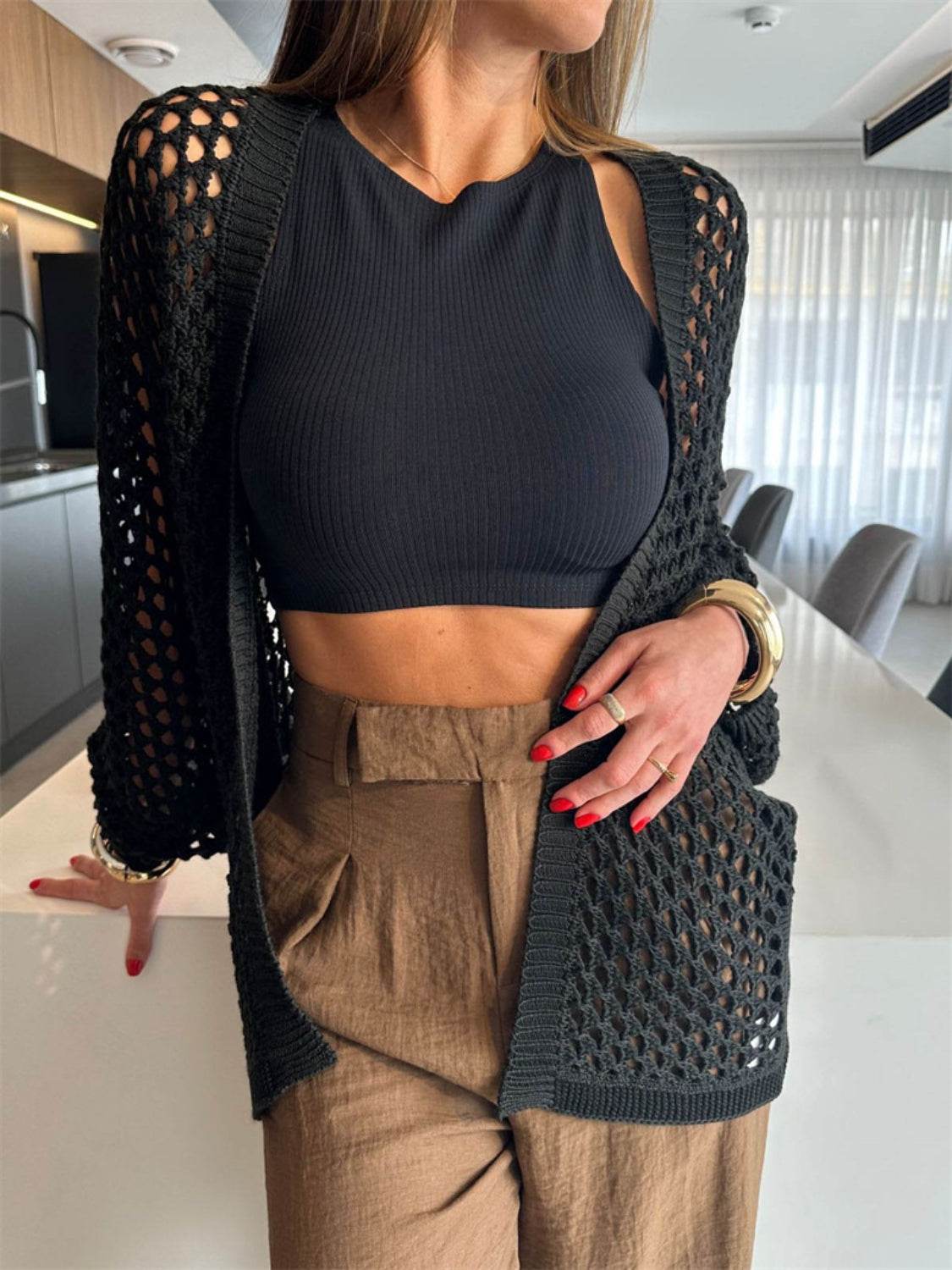 Hollow Out Open Front Cover-Up - Selvanelle