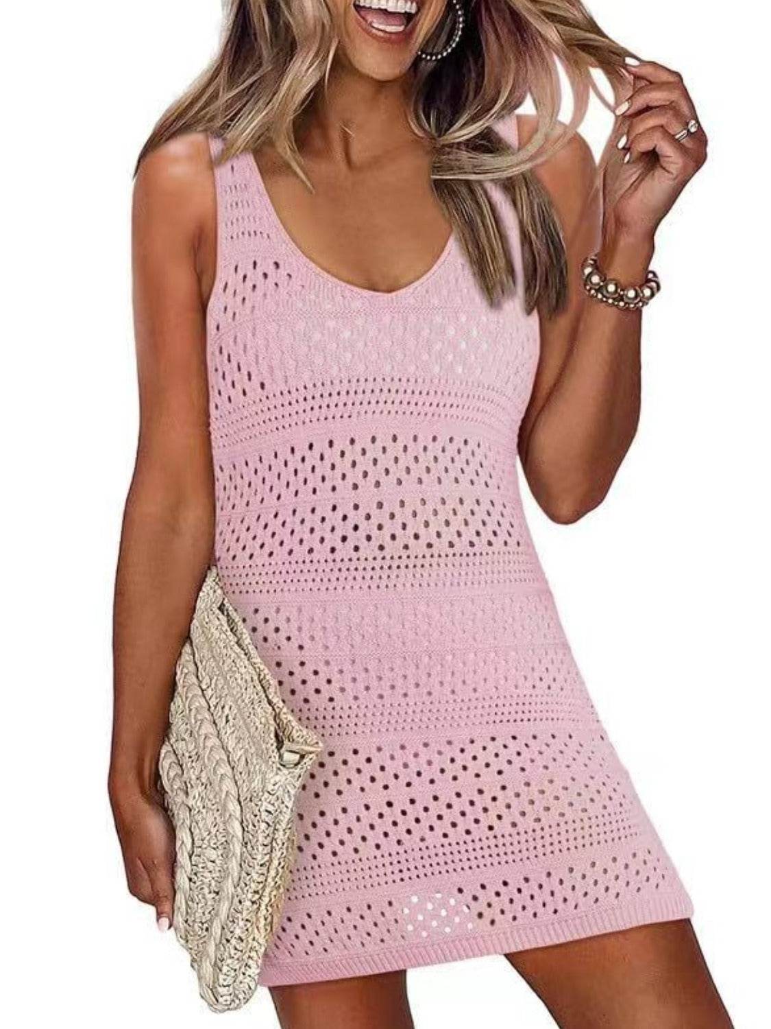Openwork Scoop Neck Cover Up - Selvanelle