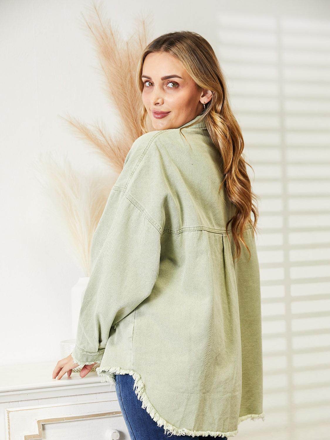 Distressed Raw Hem Denim Jacket for Relaxed Fit Style - Selvanelle