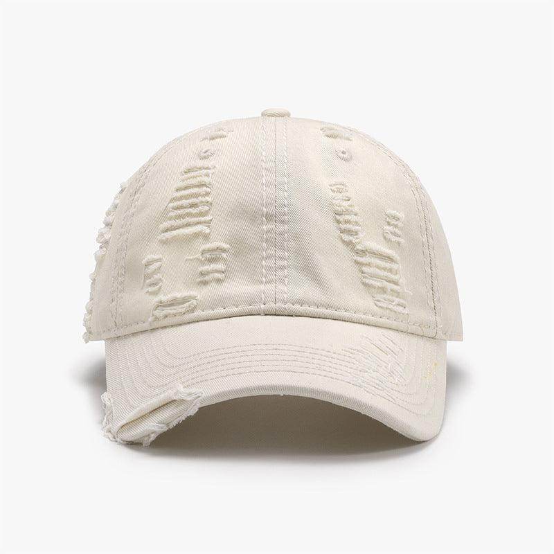 Distressed Adjustable Cotton Baseball Cap for Everyday Wear - Selvanelle