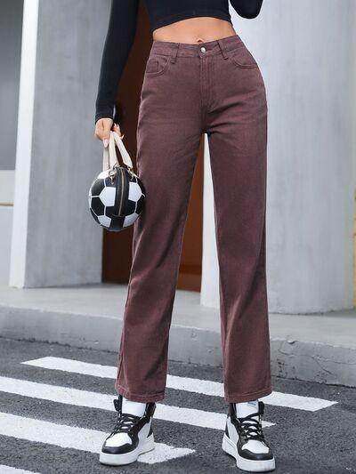 Straight Leg Jeans with Pockets for Stylish Comfort - Selvanelle