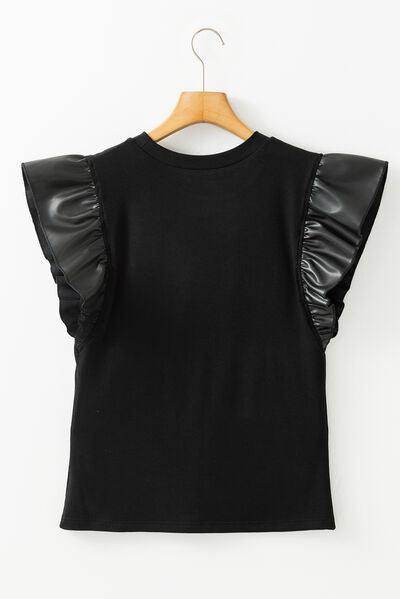 Ruffled Round Neck Cap Sleeve Blouse for Women Stylish Wear - Selvanelle