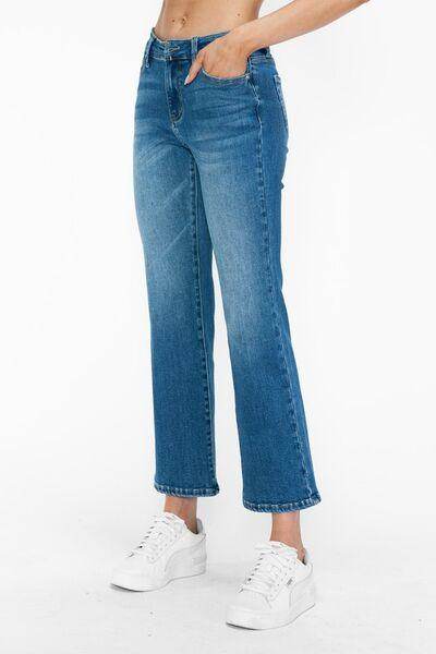 Bytos Full Size Cat's Whiskers Mid Rise Ankle Jeans For Women - Selvanelle