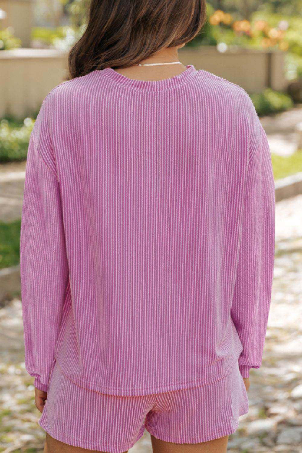 Bubble Gum Rabbit Sequin Corded Rib Top and Shorts Set - Selvanelle