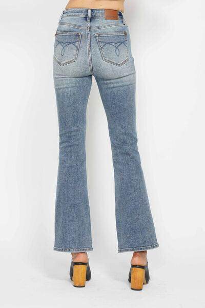 Judy Blue Full Size Tummy Control Back Embroidered Bootcut Jeans Plus Size - Selvanelle
