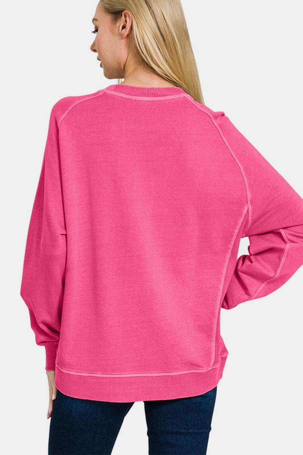 Zenana Full Size Pigment Dyed French Terry Sweatshirt Style - Selvanelle