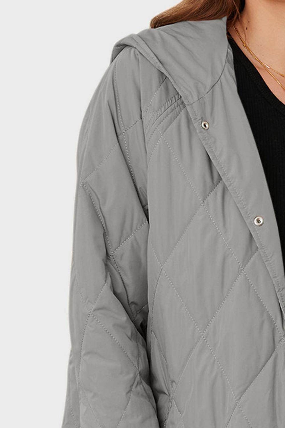 Snap Down Hooded Slit Winter Coat for Stylish Warmth - Selvanelle