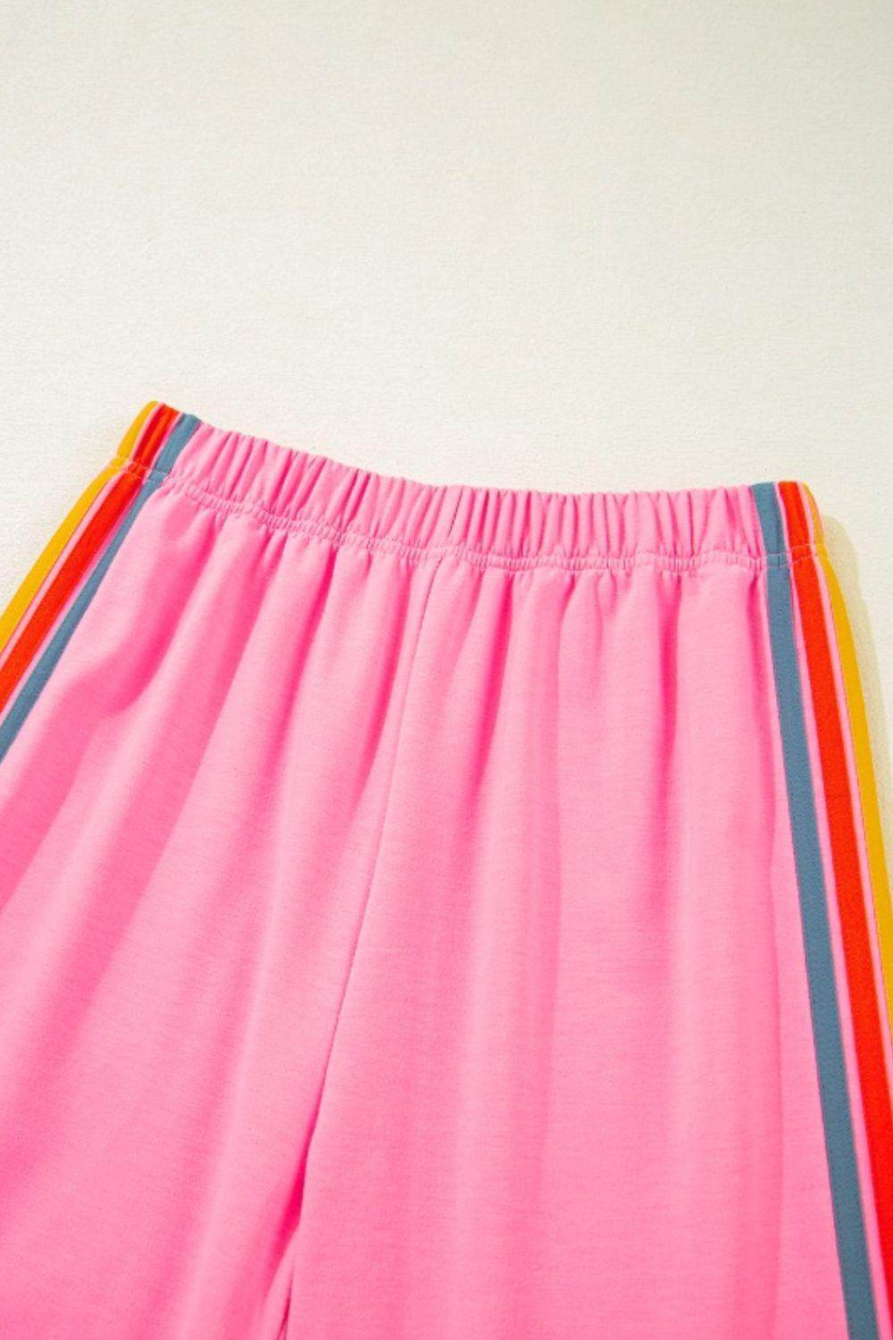 Contrast Striped Elastic Waist Active Pants for Women - Selvanelle