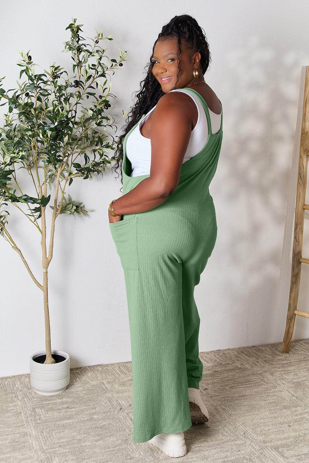 Double Take Full Size Wide Strap Overall with Pockets For Women - Selvanelle