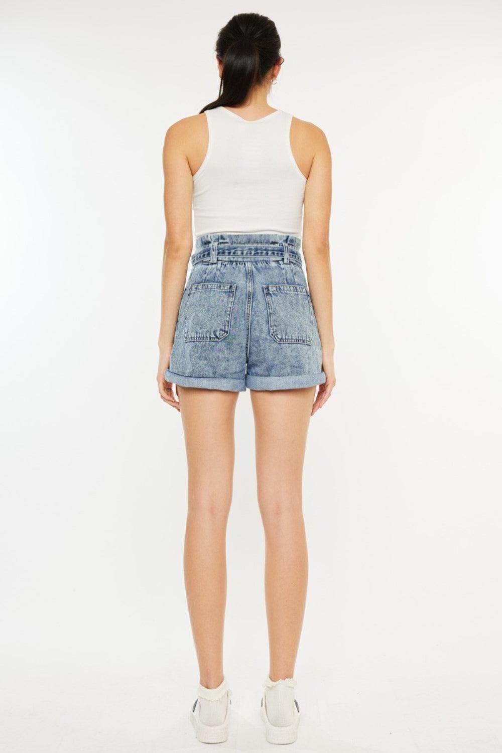 Kancan Ultra High Rise Paperbag Denim Shorts for Women - Selvanelle