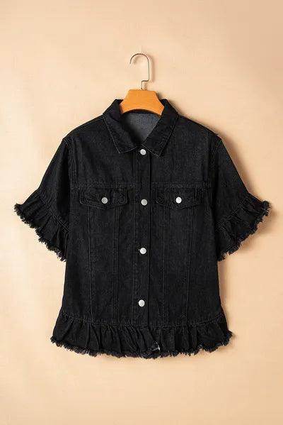 Raw Hem Button Up Denim Top for Chic Everyday Style - Selvanelle