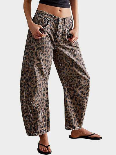 Leopard Wide Leg Jeans for Bold Fashion Statement - Selvanelle