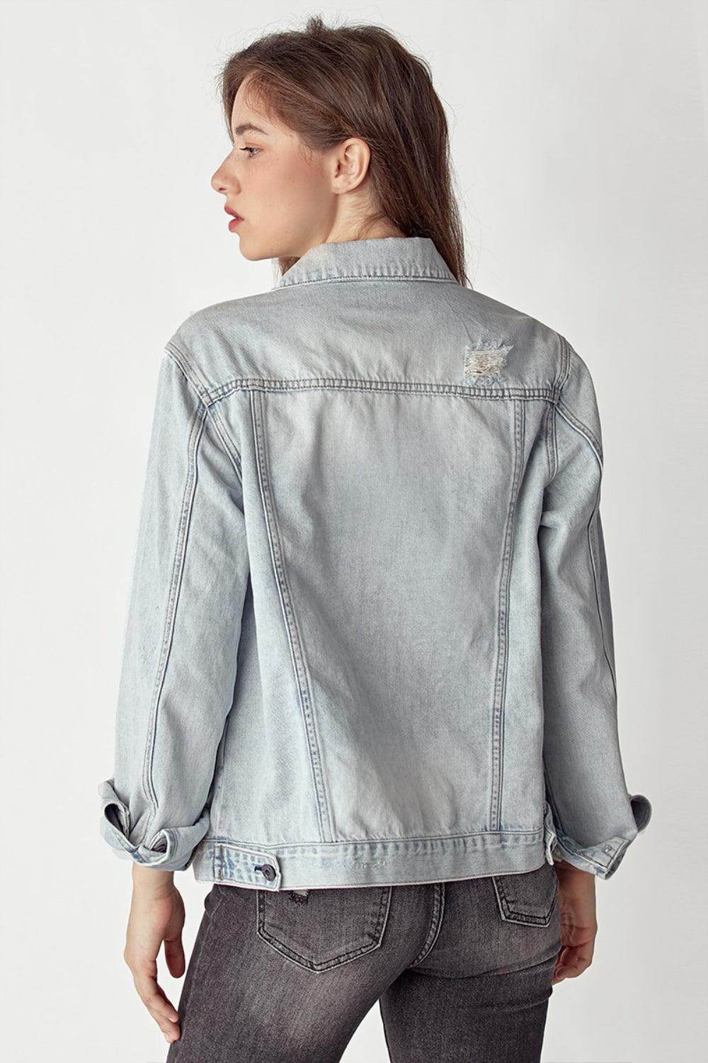 RISEN Distressed Button Up Jacket for Edgy Style - Selvanelle